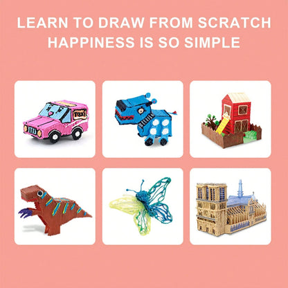 3D Printing Pen with Display - Includes 3D Pen, 3 Starter Colors of PLA Filament, Stencil Book + Project Guide, and Power adapter