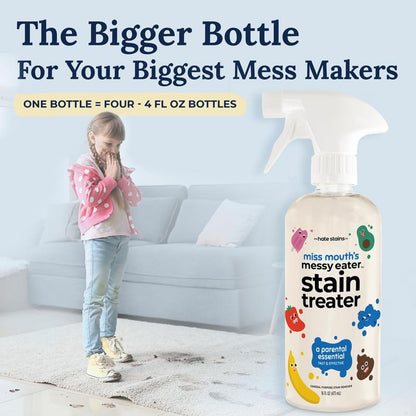 Miss Mouth’s Messy Eater Stain Treater – 16oz | Instant Baby & Family Stain Remover Spray | Safe for Newborn Essentials, Clothes, Bibs, Fabric, Laundry – Removes Food, Grease, Coffee & More
